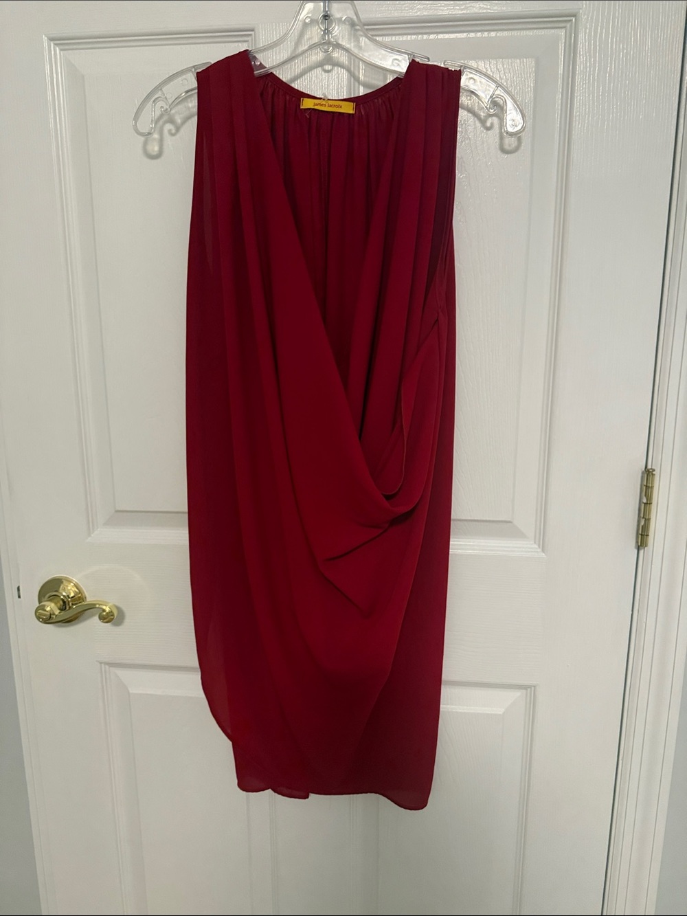 Asymmetrical Draped dress in Deep Burgundy - Unbranded